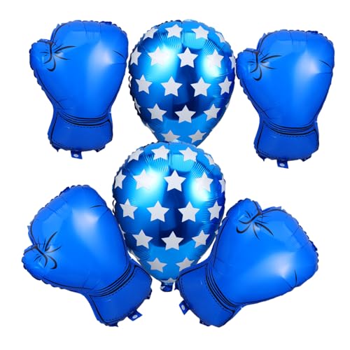 PRETYZOOM 6 Stück Teiliges Aufblasbare Boxhandschuhe Luftballons Blau Elastisch Langlebig Leicht für Jungen Geburtstagsfeiern Wrestling Partydekoration Innen und Außen Einfache Montage von PRETYZOOM