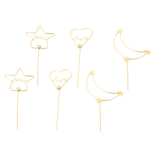 PRETYZOOM 6 Stück Teiliges Rhinestone Cake Topper Set Kreative Kuchenstecker in Mond Stern und Herzform Goldene Tortendeko für Geburtstagsfeiern und Hochzeiten PRETYZOOM 6 Stück Teiliges Rhinestone Cake Topper Set Kreative Kuchenstecker in Mond Stern und Herzform Goldene Tortendeko für Geburtstagsfeiern und Hochzeiten von PRETYZOOM