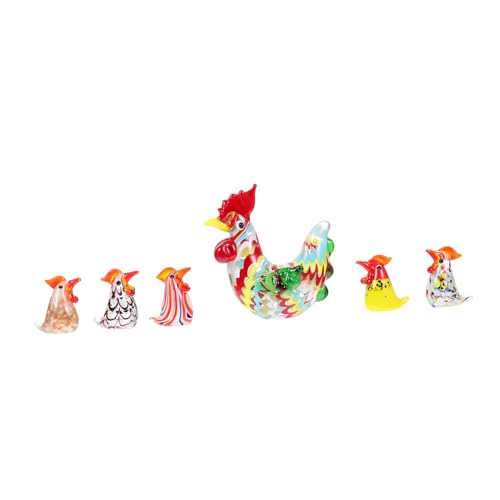 PRETYZOOM 6 Stück Teiliges Set Bunter Kristallglas Hahnfiguren Stilvolle Tischdekoration für Wohnzimmer Büro für und Besondere Anlässe von PRETYZOOM