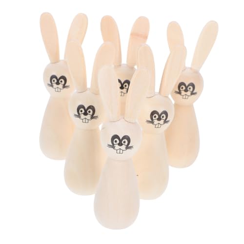 PRETYZOOM 6St Osterhasenpuppe kleiner Sofaverbinder Fake-Buch zur Heimdekoration Melden Sie Farbpuppen an Bastelsets Unbemalte Holzhasen Hasen-Holzschilder Ostern Holzausschnitte von PRETYZOOM
