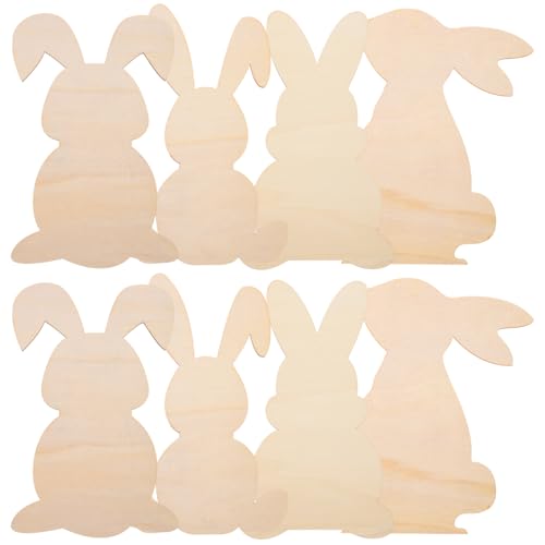 PRETYZOOM 8 Große Osterhasen-Holzausschnitte 22 Cm/9 Zoll Unfertige -Kaninchen-Ausschnitte Hasenscheiben Zum Bemalen Von Osterbasteln -Frühlingsdekorationen (4 Stile) von PRETYZOOM
