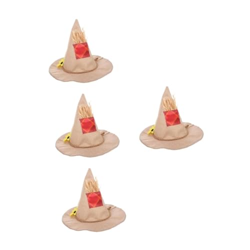 PRETYZOOM 8 Stück Hexen Hut -Foto-Requisite Halloween Hexe Cosplay Hut Halloween-Party-Hexenhut Hexenkostümzubehör Thanksgiving Party Accessoires Sonnenblumen-Hexenhut Leinen- Beige von PRETYZOOM