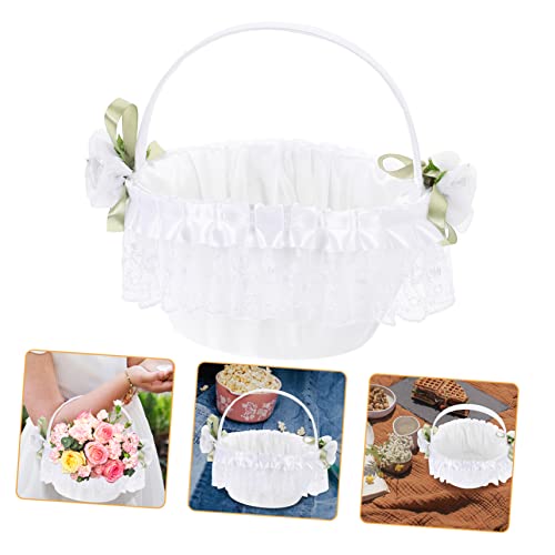 PRETYZOOM Eleganter Spitzen-bogen-handkorb für Die Hochzeit Blumenmädchenkorb für Partydekorationen PRETYZOOM Eleganter Spitzen-bogen-handkorb für Die Hochzeit Blumenmädchenkorb für Partydekorationen von PRETYZOOM