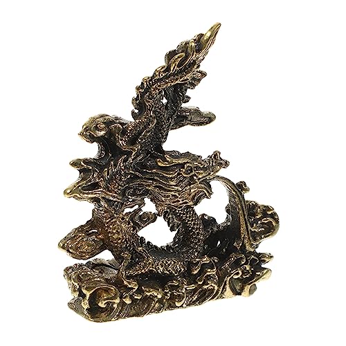 PRETYZOOM Robuste Drachenfigur Aus Kupfer Drachenförmiges Metallhandwerksstatue Einzigartiges Tierdekor von PRETYZOOM