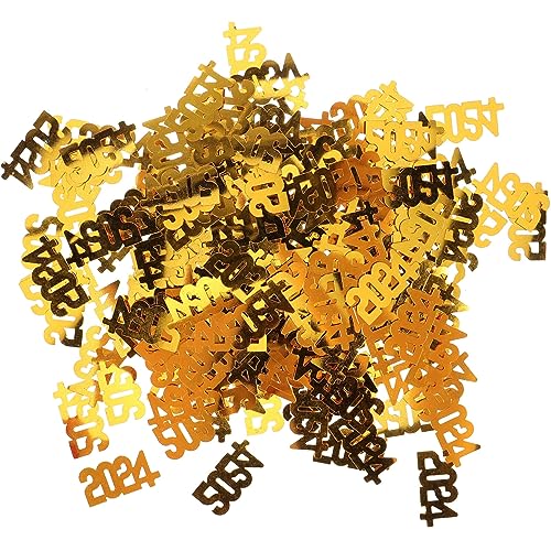 PRETYZOOM Frohes Neues Jahr Konfetti 3 Beutel Mit 2024 Glitzer-Tischstreuseln 2024 Neujahrs-Metallic-Konfetti-Tischstreuseln Pailletten Abschlussfeier-Dekorationen Golden von PRETYZOOM