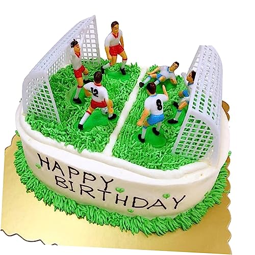 PRETYZOOM Fußball Kuchendeckel Set Kreative Fußballspieler Tortenaufleger Für Geburtstagskuchen Spieler Und Tore Perfekte Deko Für Jungengeburtstage von PRETYZOOM