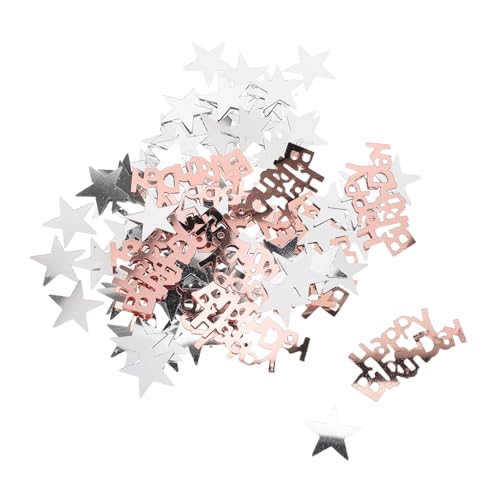 PRETYZOOM Happy Birthday Tischkonfetti 50g Kunststoff Roségold für Geburtstagstisch und Partydekoration Sicher und Vielseitig Einsetzbar von PRETYZOOM