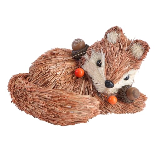 PRETYZOOM Handgefertigte Dekoration aus Natürlichem Stroh Niedlicher Fuchs in Herbstlichem Braun und Kürbisorange Ökologisches für Schreibtisch Wohnzimmer und Geschenke von PRETYZOOM