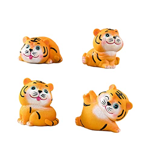PRETYZOOM Einzigartiges Tierdekor Aus Kunstharz 4-teilig Tiger-modellierung Für Den Schreibtisch Zartes Kunstharz-Ornament Für Den Schreibtisch Und Als von PRETYZOOM
