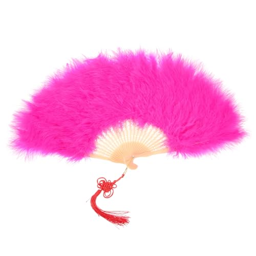 PRETYZOOM Hochzeitsfächer für Leichter Eleganter Feder Handfächer für Besondere Anlässe Leicht zu Einhändig Bedienbar für Hochzeiten Partys und Fotoshootings Dunkelrosé von PRETYZOOM