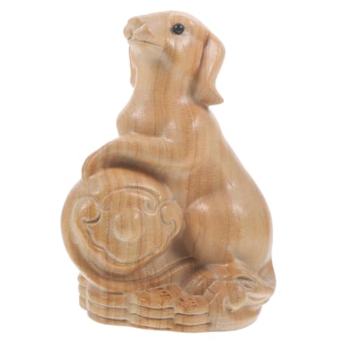 PRETYZOOM Hundefigur Holzschnitzerei Home Office Dekoration Töpfchen Holzhandwerk von PRETYZOOM