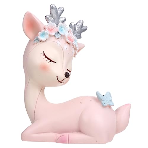 PRETYZOOM Ornamente Mini-Rentier-kuchenaufsatz Hirschfiguren Spielzeug Desktop- Kuchenverzierung Waldtierfiguren Minifiguren Desktop-hirschdekoration Tischdekoration REH Rosa Harz von PRETYZOOM