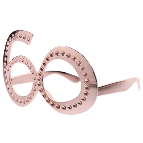 PRETYZOOM Partybrille Geburtstagssonnenbrille 60. Geburtstag Dekorationen Frauen Partydekorationen Zum 60-jährigen Jubiläum Brillengestell Mit Strasssteinen Glitzer-zahlenbrille Rosa Abs von PRETYZOOM
