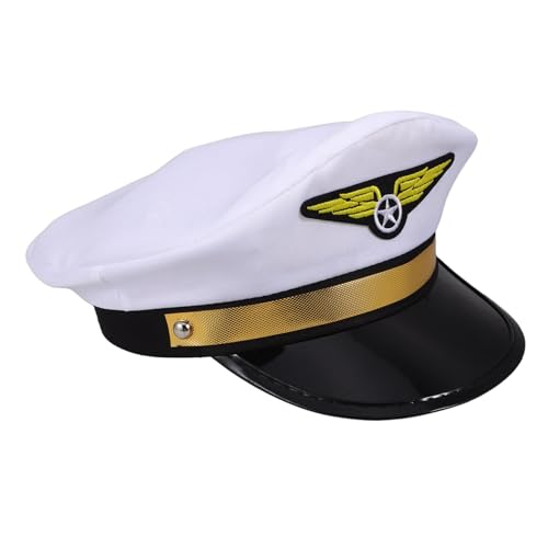 PRETYZOOM Hut Kapitänshut Weiße Fluglinienmütze Maskerade Partyhut Uniform Kostümmütze Für Erwachsene Jungen Und Mädchen PRETYZOOM Hut Kapitänshut Weiße Fluglinienmütze Maskerade Partyhut Uniform Kostümmütze Für Erwachsene Jungen Und Mädchen von PRETYZOOM