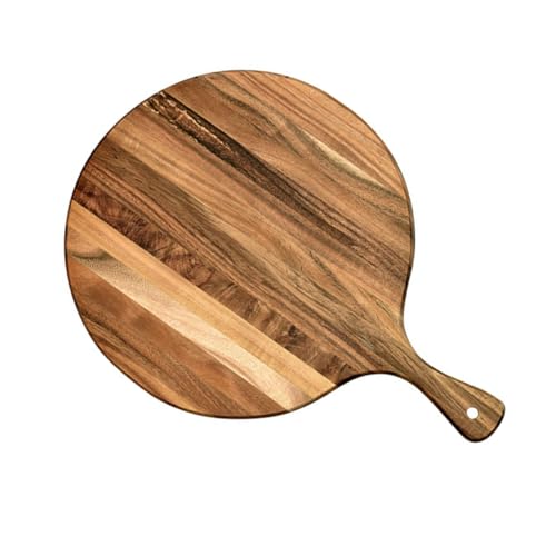 PRETYZOOM Rundes Holzbrett Multifunktionale Servierplatte für Pizza und Charcuterie Robustes Schneidebrett mit Elegantem Design für Hause Cafés und Restaurants PRETYZOOM Rundes Holzbrett Multifunktionale Servierplatte für Pizza und Charcuterie Robustes Schneidebrett mit Elegantem Design für Hause Cafés und Restaurants von PRETYZOOM