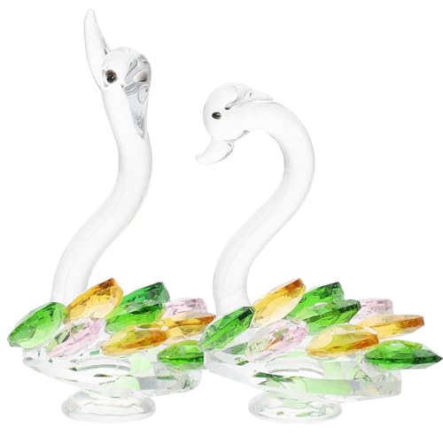 PRETYZOOM Schwanenfigur Heim-kristall-schwanenstatuen Kreative Schwanenstatue Tisch-schwanendekor Kristall-handwerksstatuen Schwanenpaar-Ornament von PRETYZOOM