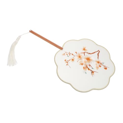 PRETYZOOM Stickerei Runder Handfächer Chinesischer Traditioneller Tanzfächer Leichtgewichtiger Sommerfächer Mit Blumenmotiv Für Hochzeit Party Und Tanzveranstaltungen von PRETYZOOM