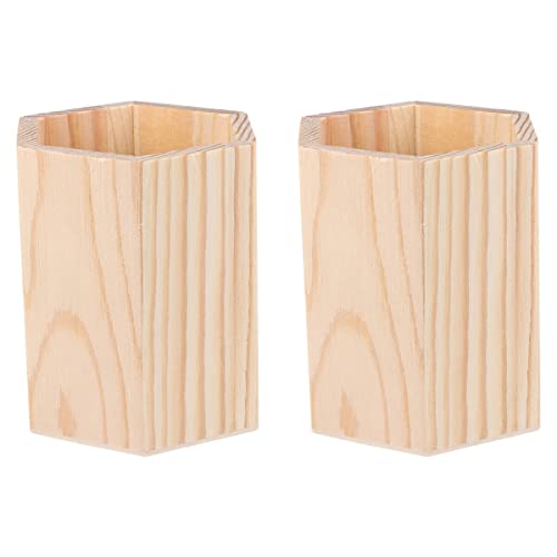PRETYZOOM Tischständer 2 Stück Unvollendete Holzbecher Sechseckige Make-Up-Pinsel- Diy-Zahnbürsten-Organizer Für Kochgeschirr Schreibwaren Fernbedienung von PRETYZOOM