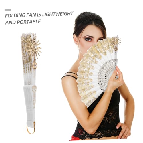 PRETYZOOM Vintage Spitzenfächer Handfächer Eleganter Handfächer für Hochzeit Tanz Party Teeparty Freudentränen Braut Accessoire von PRETYZOOM