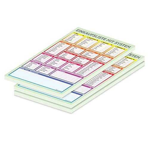 PRICARO Einkaufsliste"System", bunt, A5, 3 Stück von PRICARO
