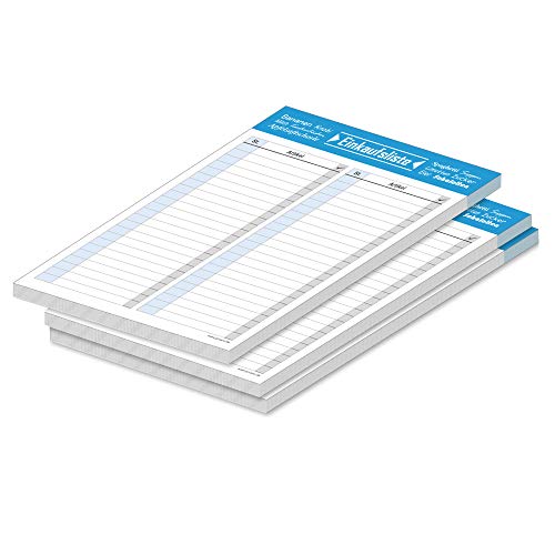 PRICARO Einkaufsliste "Typo", magnetisch, blau, A5, 25 Blatt, 3 Stück von PRICARO