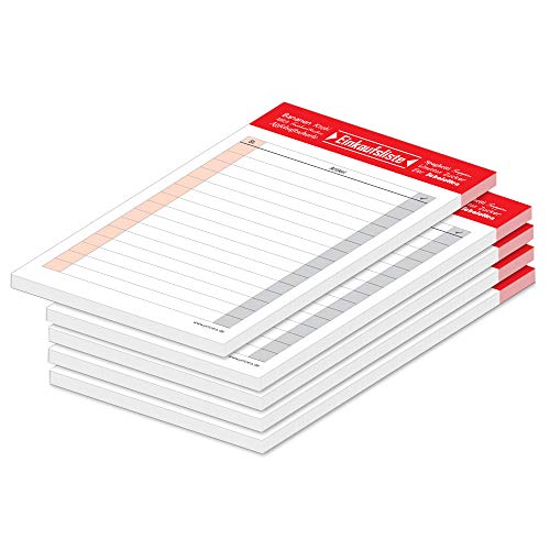 PRICARO Einkaufsliste "Typo", magnetisch, rot, A6, 50 Blatt, 5 Stück von PRICARO