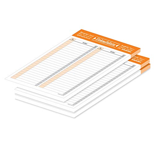 PRICARO Einkaufsliste"Typo", orange, A5, 3 Stück von PRICARO