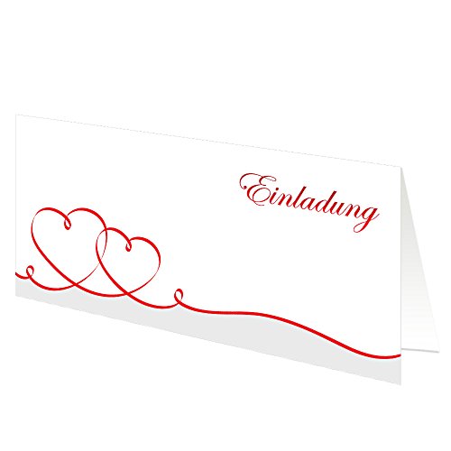 PRICARO Einladungskarten Geschwungene Herzen, Rot, 25 Stück von PRICARO
