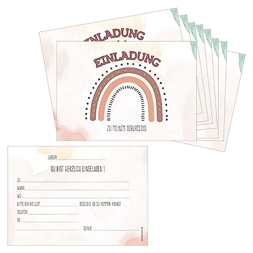 PRICARO Einladungskarten Kindergeburtstag, A6 Regenbogen 1", 10 Stück von PRICARO