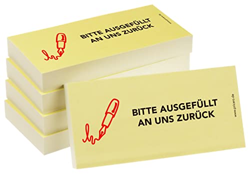 PRICARO Haftnotizen "Bitte ausgefüllt an uns zurück", 100 Blatt, 5 Stück von PRICARO