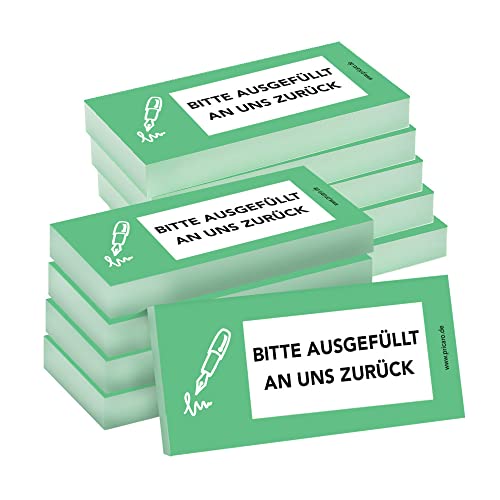 PRICARO Haftnotizen "Bitte ausgefüllt an uns zurück", grün, 100 Blatt, 10 Stück von PRICARO