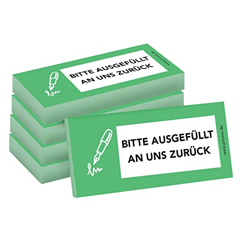 PRICARO Haftnotizen "Bitte ausgefüllt an uns zurück", grün, 100 Blatt, 5 Stück von PRICARO