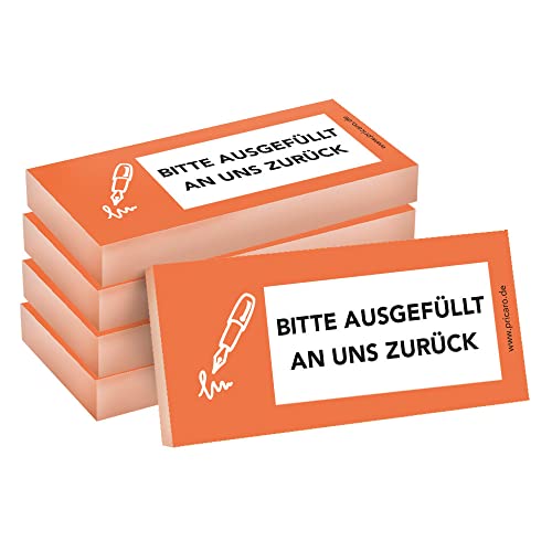 PRICARO Haftnotizen "Bitte ausgefüllt an uns zurück", orange, 100 Blatt, 5 Stück von PRICARO