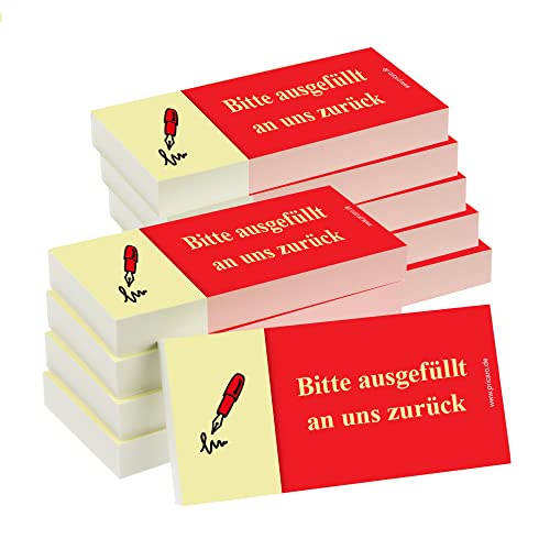 PRICARO Haftnotizen "Bitte ausgefüllt an uns zurück", rot, 100 Blatt, 10 Stück von PRICARO