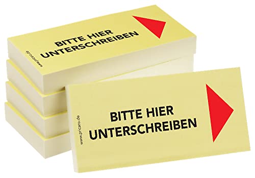 PRICARO Haftnotizen "Bitte hier unterschreiben", Pfeil rechts, 100 Blatt, 5 Stück von PRICARO