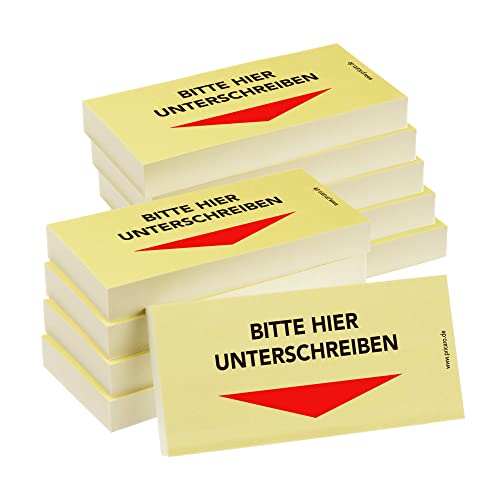 PRICARO Haftnotizen "Bitte hier unterschreiben", Pfeil unten, 100 Blatt, 10 Stück von PRICARO