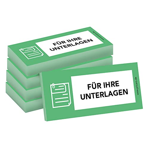 PRICARO Haftnotizen "Für Ihre Unterlagen", grün, 100 Blatt, 5 Stück von PRICARO