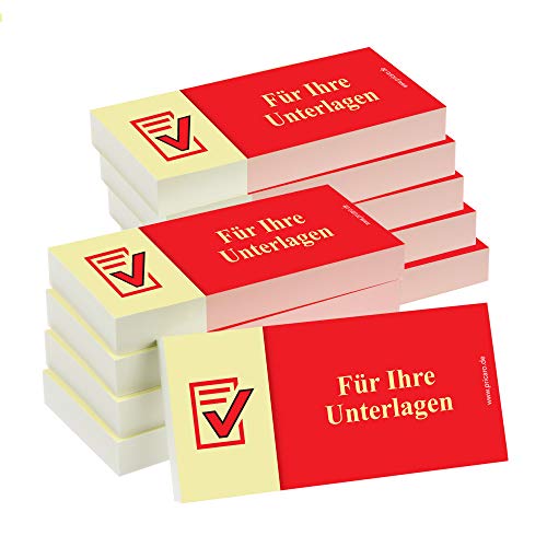 PRICARO Haftnotizen "Für Ihre Unterlagen", rot, 100 Blatt, 10 Stück von PRICARO