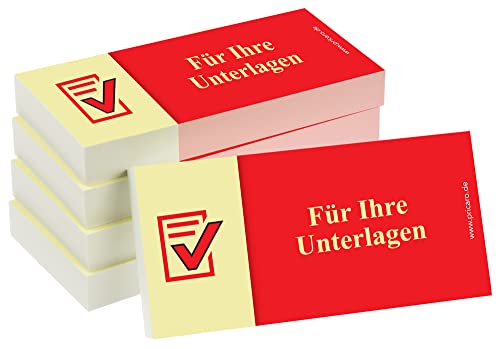 PRICARO Haftnotizen "Für Ihre Unterlagen", rot, 100 Blatt, 5 Stück von PRICARO