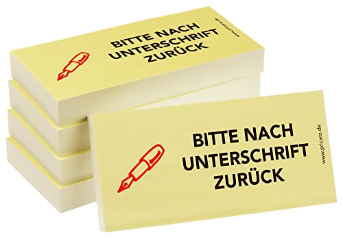 PRICARO Haftnotizen "Nach Unterschrift zurück", 100 Blatt, 5 Stück von PRICARO