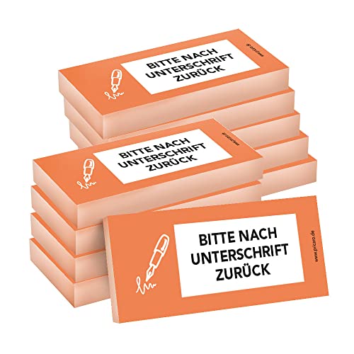PRICARO Haftnotizen "Nach Unterschrift zurück", orange, 100 Blatt, 10 Stück von PRICARO