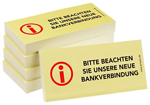 PRICARO Haftnotizen "Neue Bankverbindung", 100 Blatt, 5 Stück von PRICARO