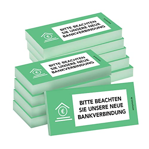 PRICARO Haftnotizen "Neue Bankverbindung", grün, 100 Blatt, 10 Stück von PRICARO
