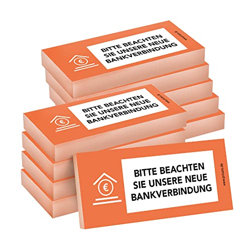 PRICARO Haftnotizen "Neue Bankverbindung", orange, 100 Blatt, 10 Stück von PRICARO
