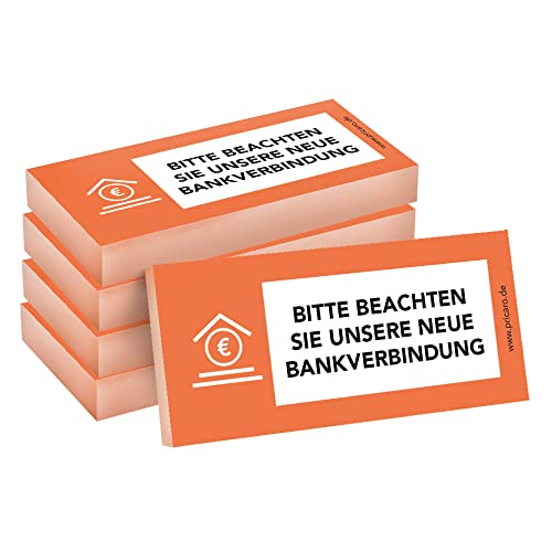 PRICARO Haftnotizen "Neue Bankverbindung", orange, 100 Blatt, 5 Stück von PRICARO