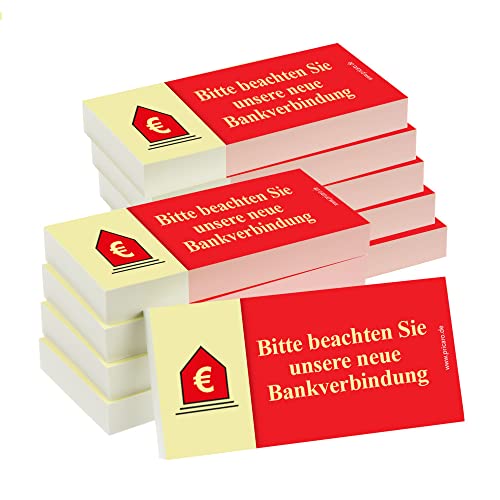 PRICARO Haftnotizen "Neue Bankverbindung", rot, 100 Blatt, 10 Stück von PRICARO