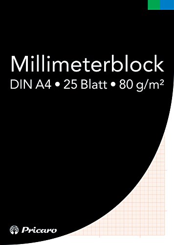 PRICARO Millimeterblock, A4, 25 Blatt, 3 Stück von PRICARO