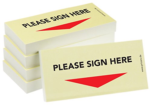 PRICARO Sticky Note "Please sign here", Arrow down, 100 Sheets, Set of 5 von PRICARO