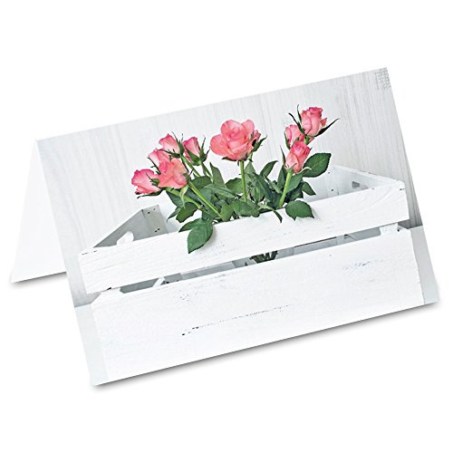 PRICARO Tischkarten Blumenkiste Rosen, 50 Stück von PRICARO