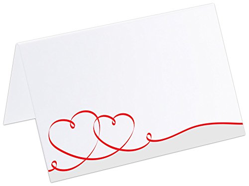 PRICARO Tischkarten Geschwungene Herzen, Rot, 50 Stück von PRICARO